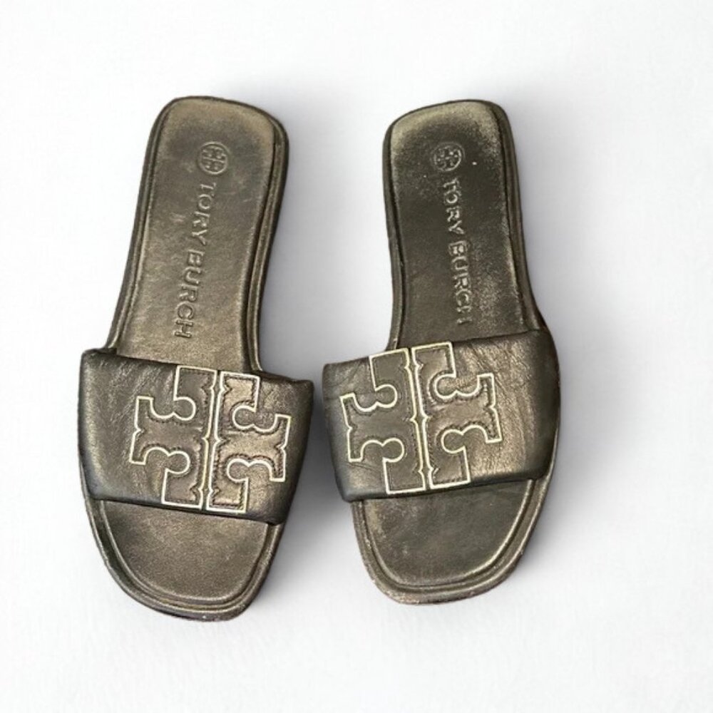 Tory Burch Black Double T Sport Slide Sandals size 7